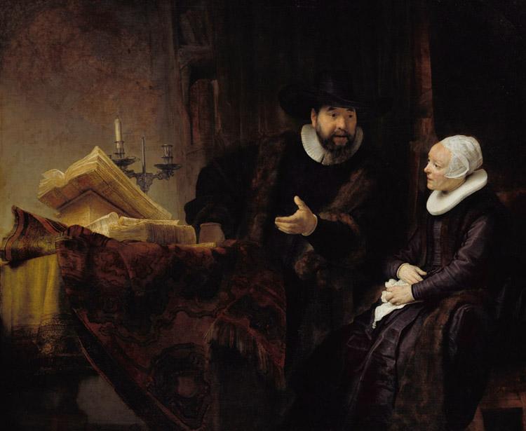 REMBRANDT Harmenszoon van Rijn Double Portrait of the Mennonite Preacher Cornelis Claesz Anslo and his Wife Aeltje Gerritser.Schouten (mk33)